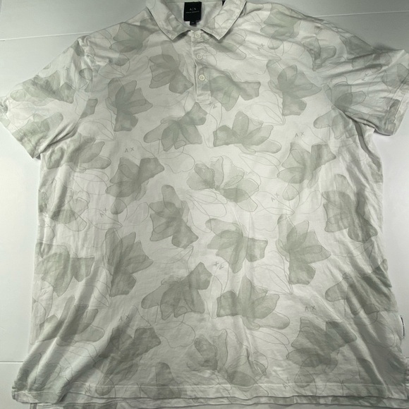 ARMANI EXCHANGE White Floral Polo Shirt Men’s Size: XXL - Picture 1 of 11